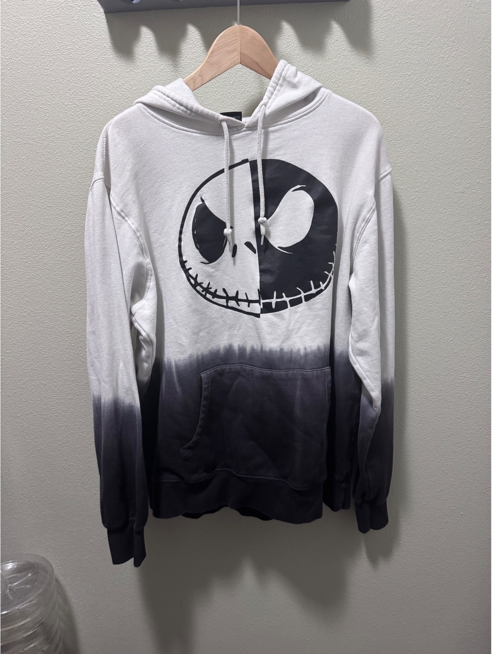 Disney Nightmare Before Xmas Jack Skellington Ombre Hoodie Large Black White